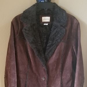 Suede leather coat